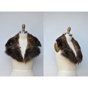 Vintage Dark Brown Shearling Fur Collar Soft Fluffy Chunky Almost Famous